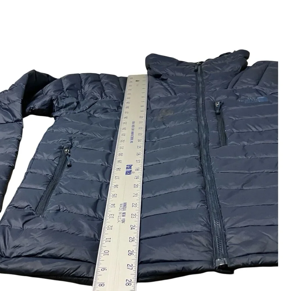 The North Face 800 Down Puffer Jacket Mens L Navy Blue Full Zip Lightweight READ